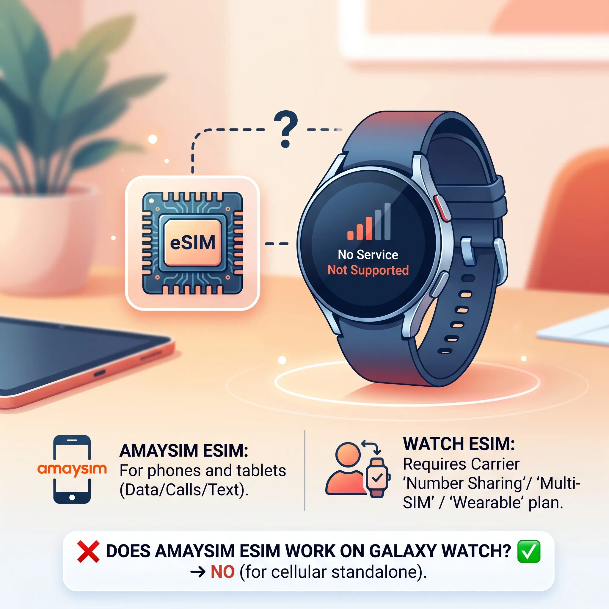 Can amaysim esim work on galaxy watch